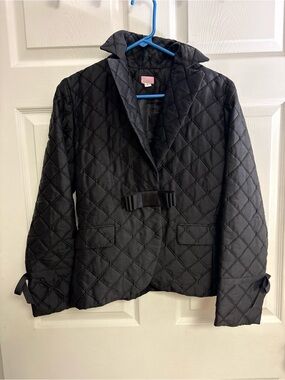 Molly B Black Quilted Bow-Front Puffer Jacket